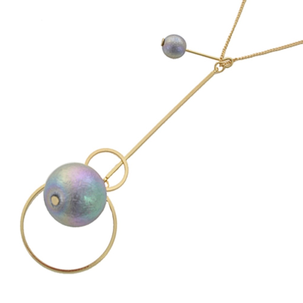 Gold Tone Faux Grey Pearl pendant